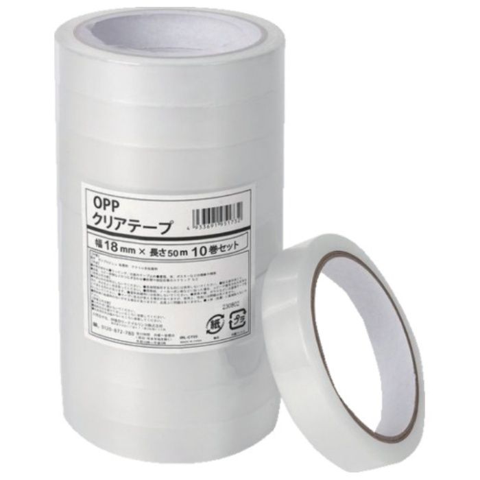 IRL　OPPクリアテープ　18mm×50m　10巻セット