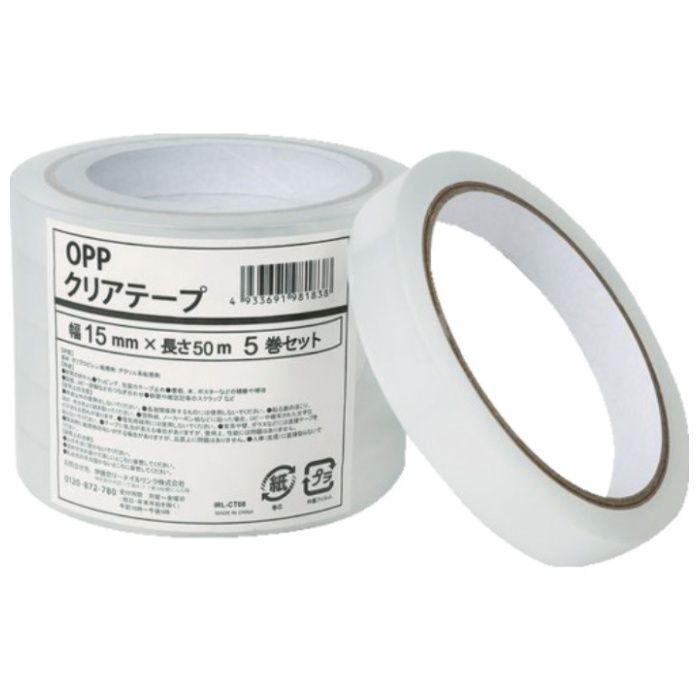 IRL　OPPクリアテープ　15mm×50m　5巻セット