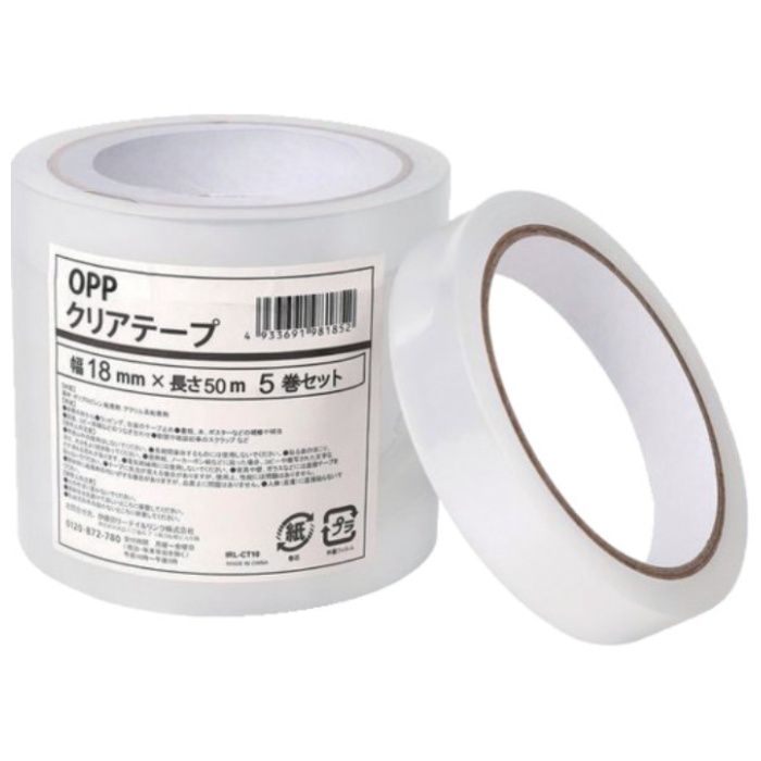 IRL　OPPクリアテープ　18mm×50m　5巻セット