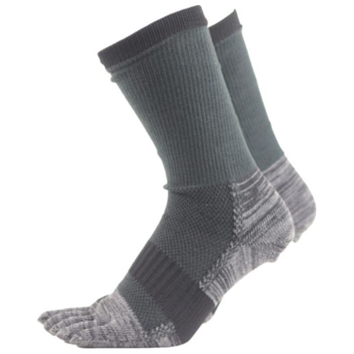 ユタカメイク　靴下　ASHITOMO　WORKING　SOCKS　疲れ対策(5本指・クルー)　ダーク　2足組　25ー27cm