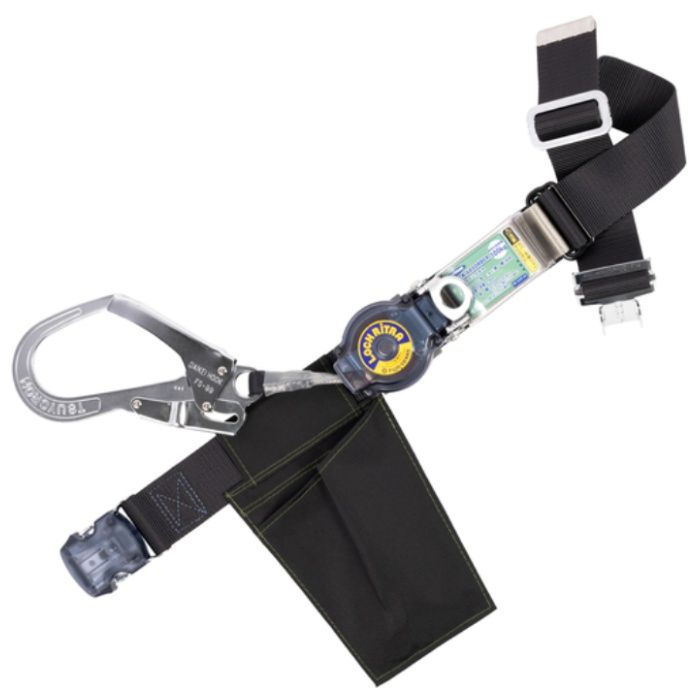 TSUYORON　胴ベルト型墜落制止用器具(巻取タイプ)ロック機構付き　ロックリトラ　黒　Mサイズ　幅50MM×長さ1200MM　ワンタッチバックル仕様