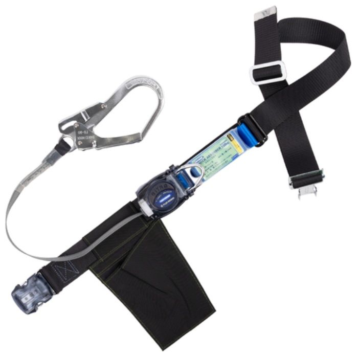 TSUYORON　胴ベルト型墜落制止用器具(巻取タイプ)ロック機構なし　リトラ　黒　LLサイズ　幅50MM×長さ1600MM　130KG対応型　ワンタッチバックル仕様