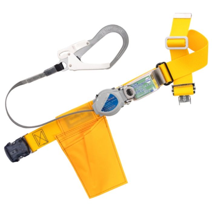 TSUYORON　胴ベルト型墜落制止用器具(巻取タイプ)ロック機構付き　2WAYリトライト　黄　Lサイズ　幅50MM×長さ1400MM　ワンタッチバックル仕様