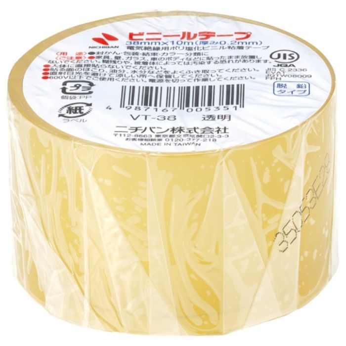 ニチバン　【一時受注停止】　ビニールテープ透明38mmX10m　1巻