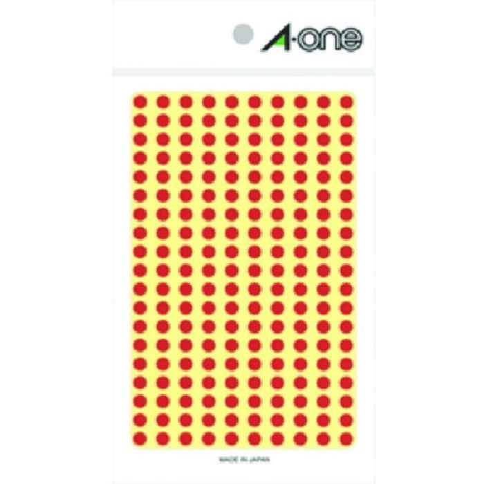 3M エーワン[[TM上]] カラーラベル 丸型 5mmΦ 赤 (9枚入)(Tcode:8066580)