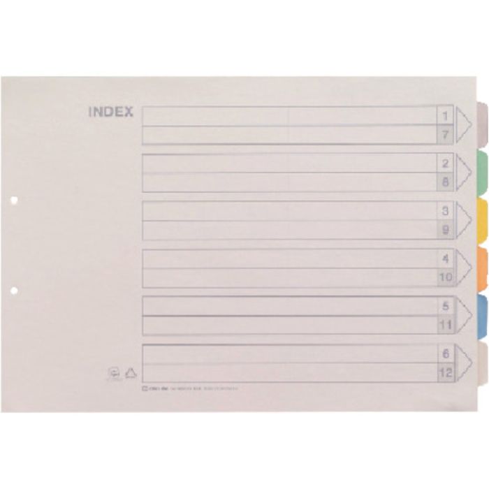 KING JIM A3Eカラ-インデックス 6山タイプ(Tcode:1294414)
