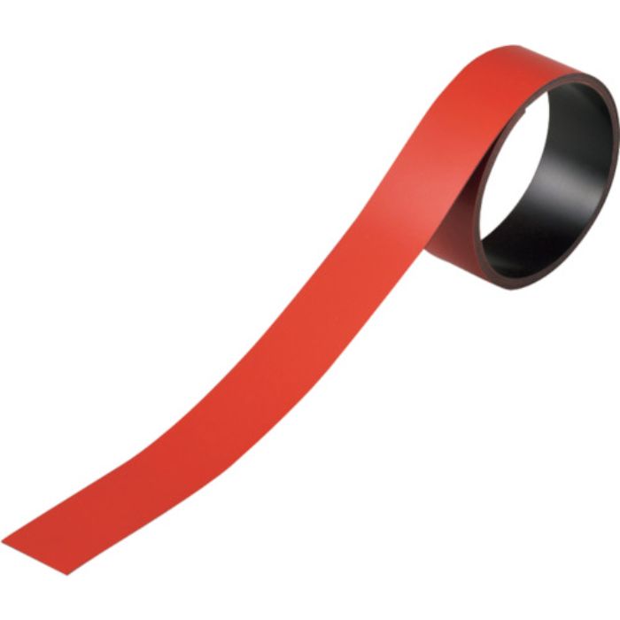 緑十字 テープ状カラーマグネット 赤 マグネ25R 25mm幅×1m×0.8mm 片面磁力(Tcode:1076864)