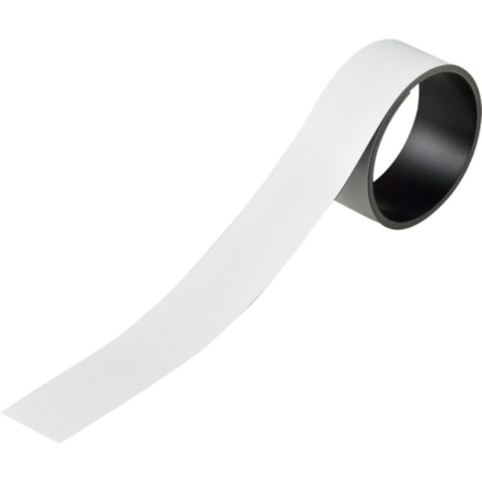 緑十字 テープ状カラーマグネット 白 マグネ30W 30mm幅×1m×0.8mm 片面磁力(Tcode:1070933)