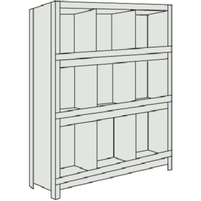 TRUSCO スチールラック 軽量棚 縦仕切前当付 875X300X1200 3列3段 ネオグレー(Tcode:5036101)