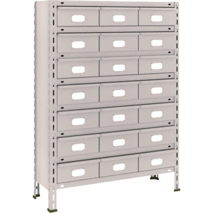 TRUSCO スチールラック 軽量棚 875X300X1200 スチール引出 大X21 ネオグレー(Tcode:5103339)