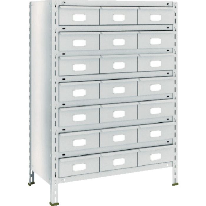 TRUSCO スチールラック 軽量棚 875X450X1200 スチール引出 大X21 ネオグレー(Tcode:5103371)