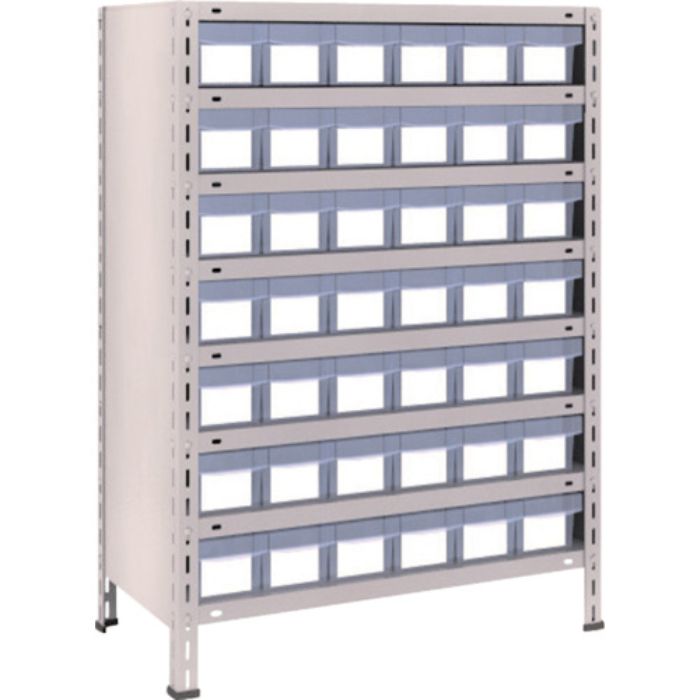 TRUSCO スチールラック 軽量棚 875X450X1200 樹脂引出透明 小X42 ネオグレー(Tcode:5033667)