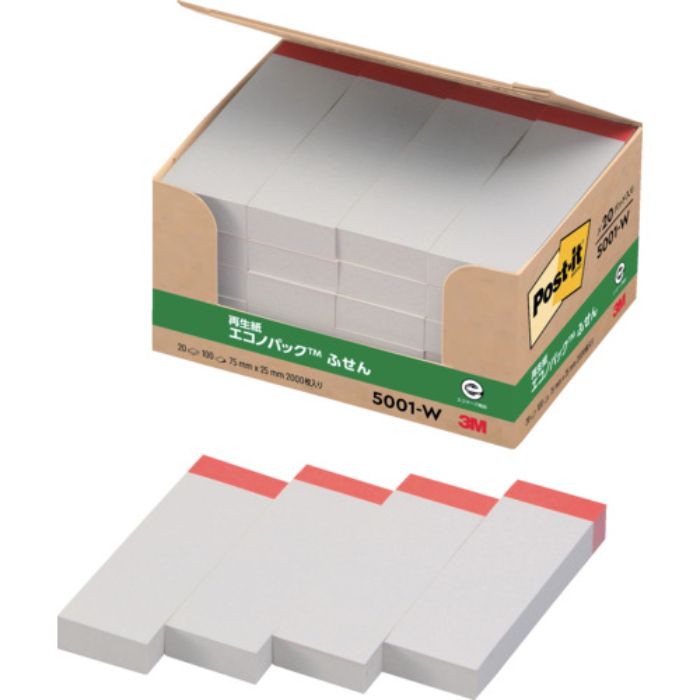 3M ポスト・イット 75X25mm 100枚X20パッド ホワイト