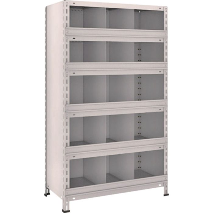 TRUSCO スチールラック 軽量棚 縦仕切前当付 875X450X1500 3列5段 ネオグレー(Tcode:5033756)