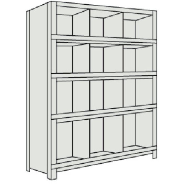 TRUSCO スチールラック 軽量棚 縦仕切前当付 W875×D300×H1800 3列4段 ネオグレー(Tcode:5033845)