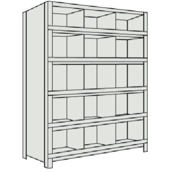 TRUSCO スチールラック 軽量棚 縦仕切前当付 W875×D300×H1800 3列5段 ネオグレー(Tcode:5033853)