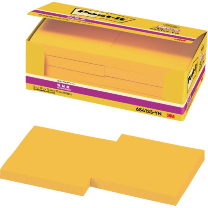 3M ポスト・イット 強粘着 75X75mm 90枚X10パッド イエロー(Tcode:2569188)