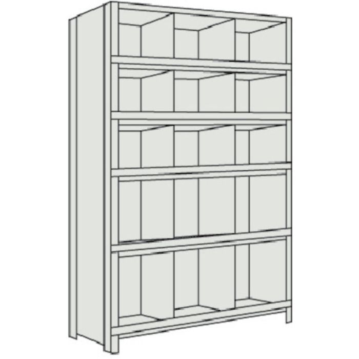 TRUSCO スチール製軽量ボルト式棚 縦仕切前当付 W875×D300×H2100 3列5段 ネオグレー(Tcode:5034124)