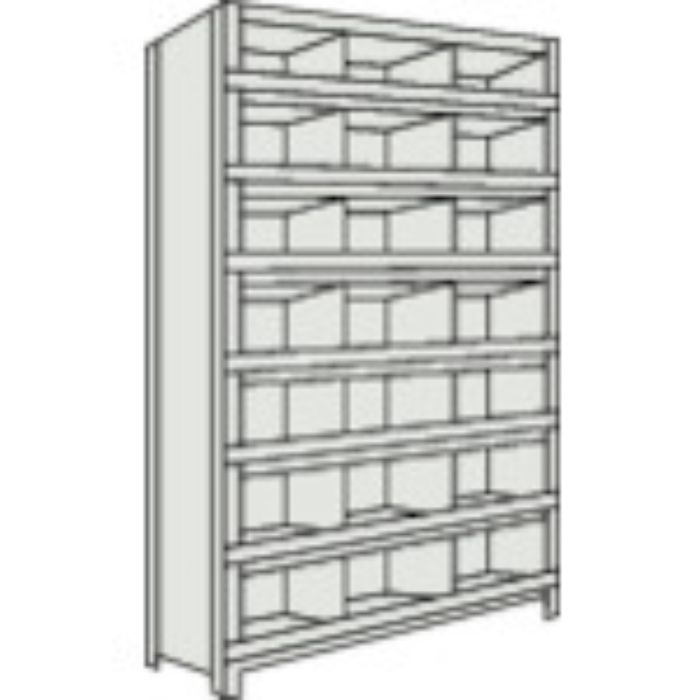 TRUSCO スチール製軽量ボルト式棚 縦仕切前当付 W875×D300×H2100 3列7段 ネオグレー(Tcode:5034141)