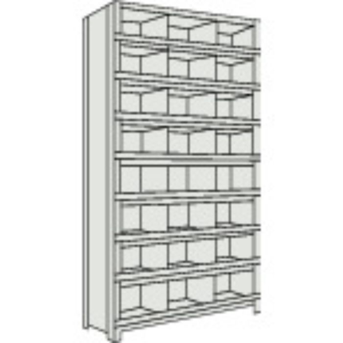 TRUSCO スチール製軽量ボルト式棚 縦仕切前当付 W875×D300×H2100 3列8段 ネオグレー(Tcode:5034159)