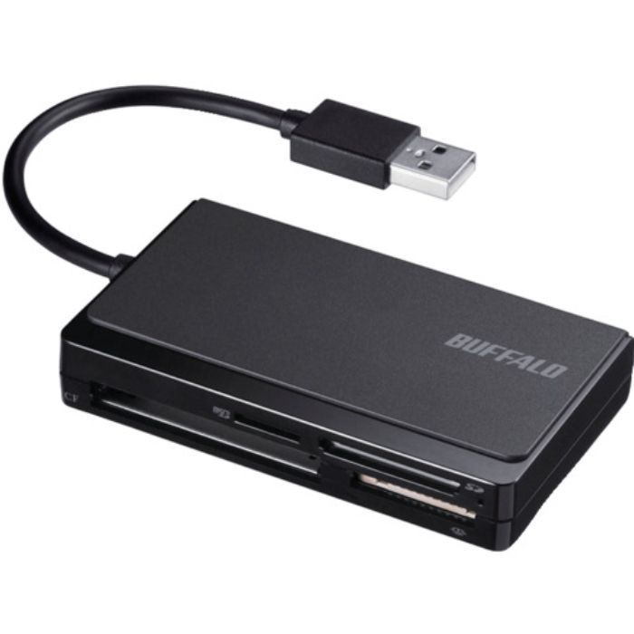 バッファロー USB2.0 マルチカードリーダー ケーブル収納モデル ブラック(Tcode:4594842)