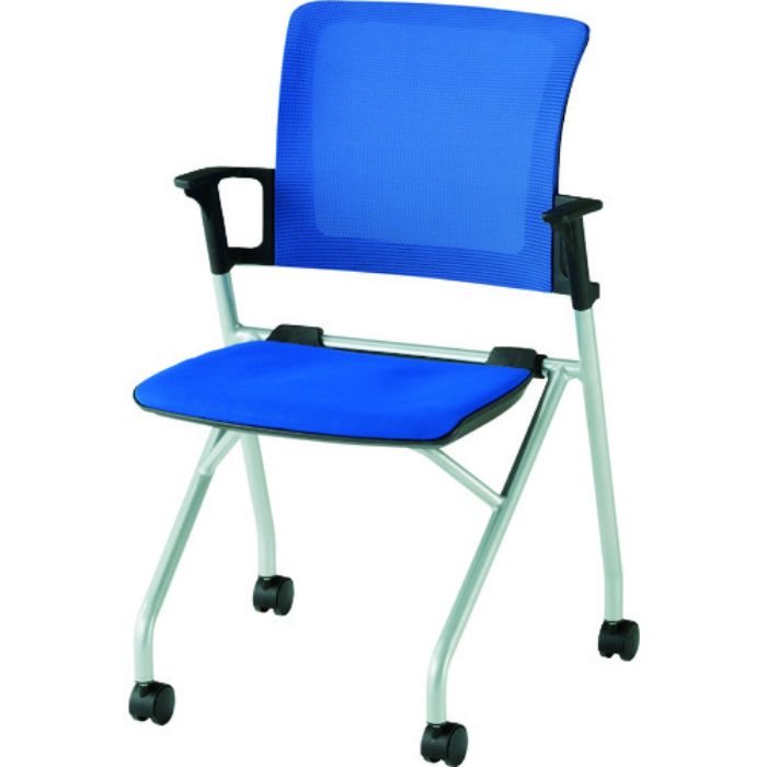 TRUSCO コンパクトミーティングチェア ブルー(Tcode:2072931)