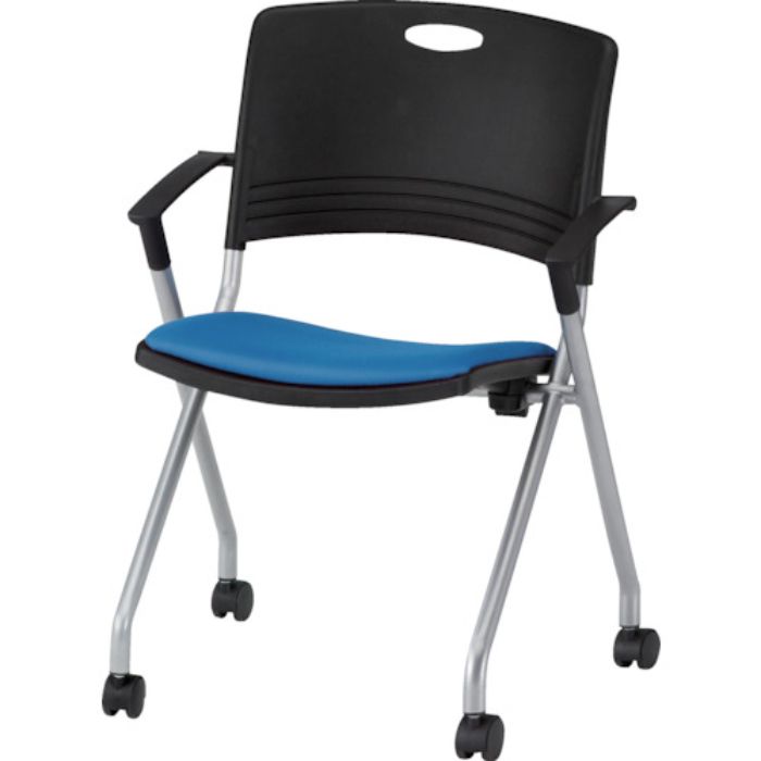 TOKIO ミーティングチェア(スタッキング)肘付 布 クリアブルー(Tcode:8184966)