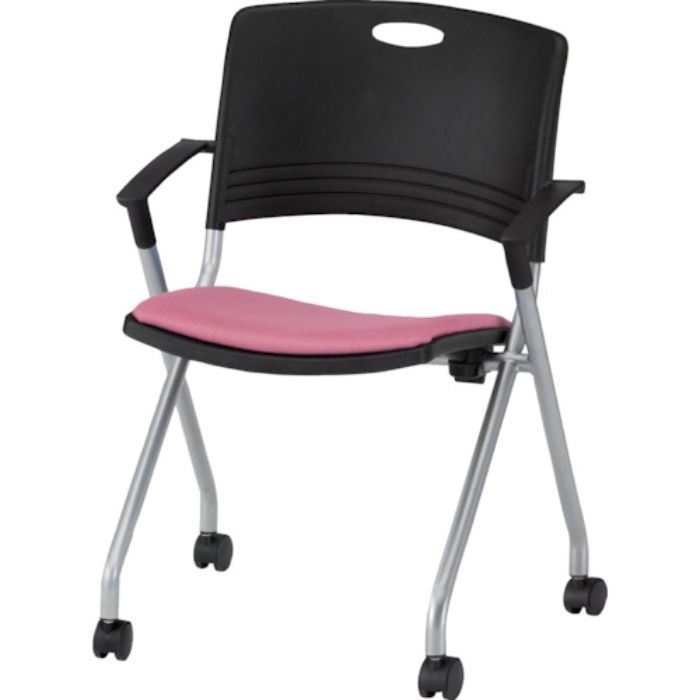 TOKIO ミーティングチェア(スタッキング)肘付 布 ピンクローズ(Tcode:8184967)