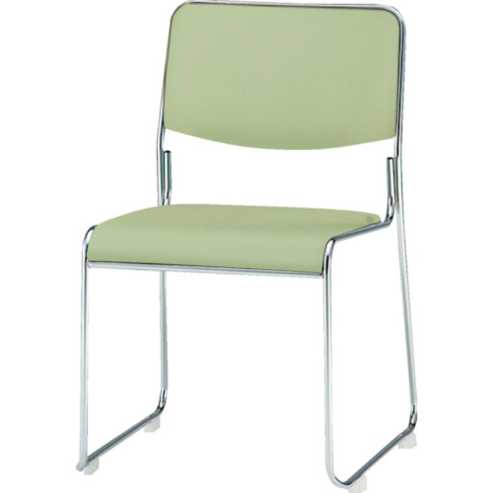 TOKIO スタッキングチェア メッキ脚タイプ ビニールレザー リーフグリーン(Tcode:4932536)