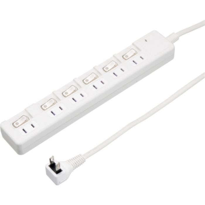 YAZAWA 雷ガード付6個口節電タップ0.3mホワイト(Tcode:3696625)
