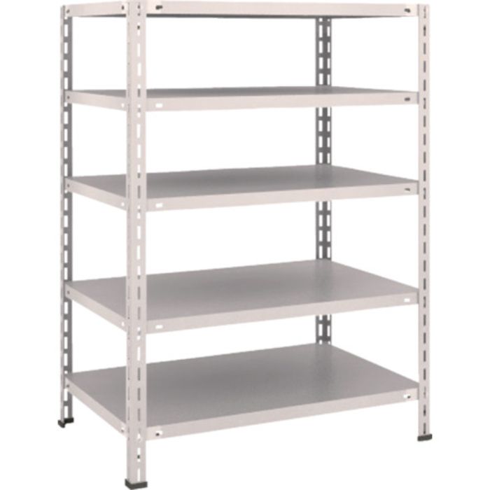 TRUSCO スチールラック 軽量棚 中棚ボルトレス型 875X600X1200 5段 ネオグレー(Tcode:5035295)