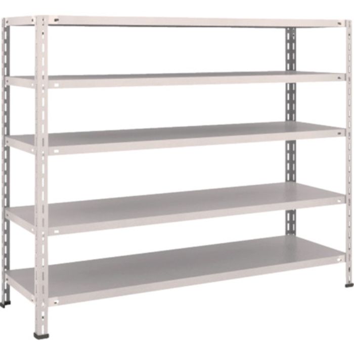 TRUSCO スチールラック 軽量棚 中棚ボルトレス型1500X450X1200 5段 ネオグレー(Tcode:5035431)