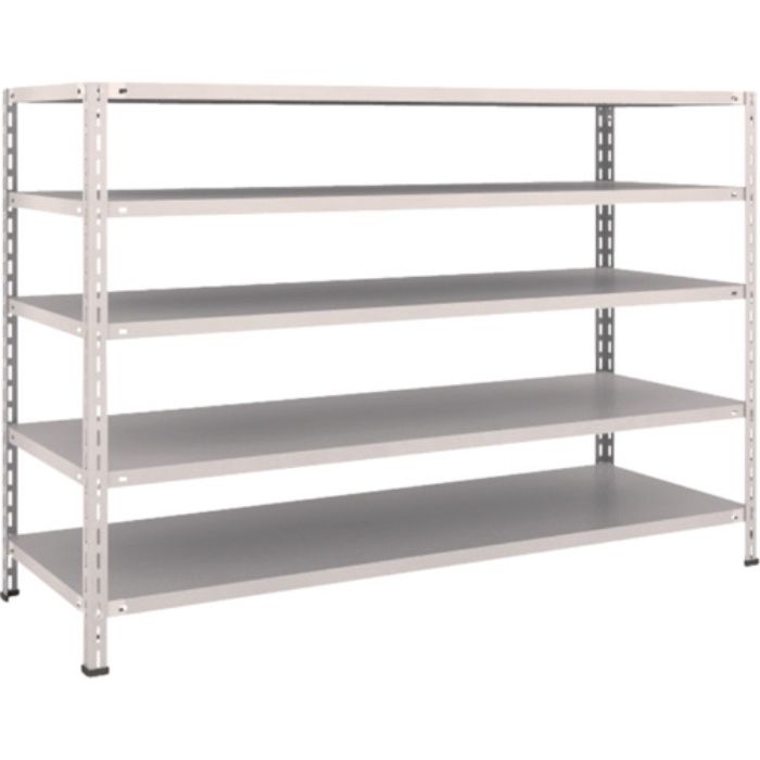 TRUSCO スチールラック 軽量棚 中棚ボルトレス型1800X600X1200 5段 ネオグレー(Tcode:5035481)