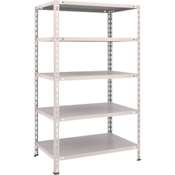 TRUSCO スチールラック 軽量棚 中棚ボルトレス型 875X600X1500 5段 ネオグレー(Tcode:5038235)