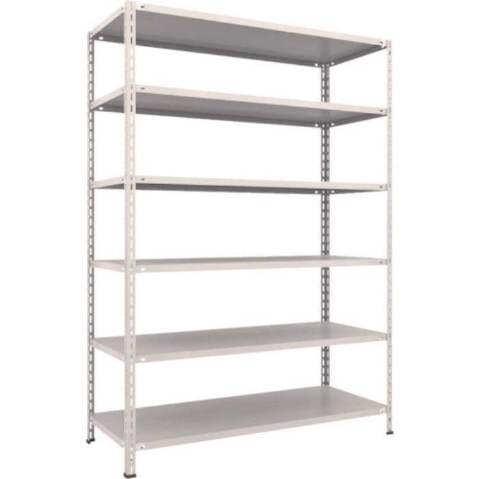 TRUSCO スチールラック 軽量棚 中棚ボルトレス型1500X600X2100 6段 ネオグレー(Tcode:5038537)