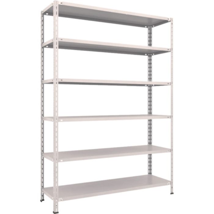 TRUSCO スチールラック 軽量棚 中棚ボルトレス型1500X450X2100 6段 ネオグレー(Tcode:5038511)