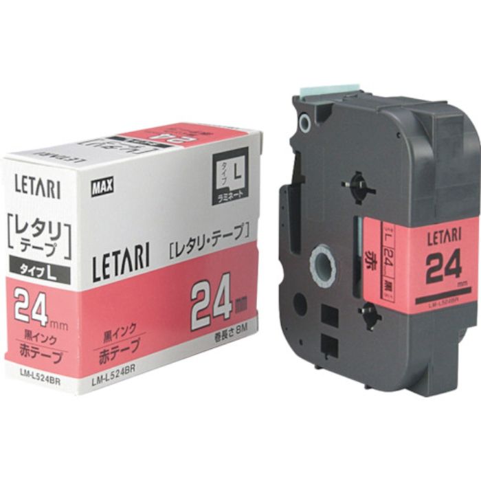 MAX ビーポップミニ用ラミネートテープ 24mm幅 赤×黒文字 8m巻(Tcode:1465353)