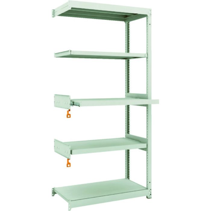 TRUSCO スチールラック M1.5型軽中量棚 860X450XH1800 5段うちスライド2段 単体(Tcode:1163987)