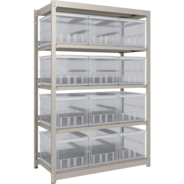 TRUSCO スチールラック M1.5型 オリコン保管タイプ H1800XW1160XD595 TSK-О50B透明X12個付(Tcode:2603354)