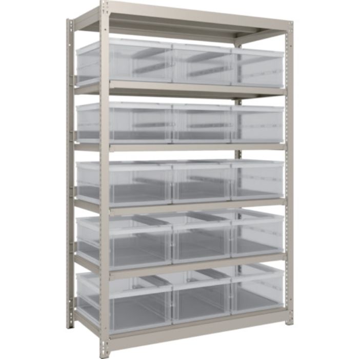 TRUSCO スチールラック M1.5型 オリコン保管タイプ H1800XW1160XD595 TSK-О30B透明X15個付(Tcode:2603357)