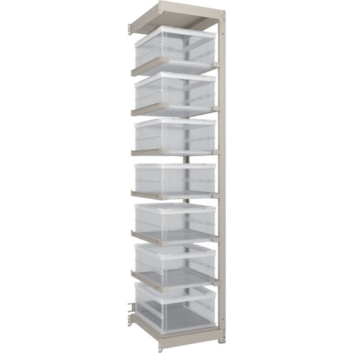 TRUSCO スチールラック M1.5型軽中量棚 オリコン保管タイプ H2100XW430XD595  TSK-О30B透明X7個付 連結(Tcode:2603350)