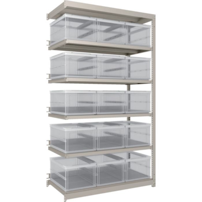 TRUSCO スチールラック M1.5型軽中量棚 オリコン保管タイプ H2100XW1160XD595 TSK-О40B透明X15個付 連結(Tcode:2603362)