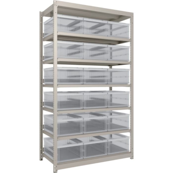 TRUSCO スチールラック M1.5型軽中量棚 オリコン保管タイプ H2100XW1160XD595 TSK-О30B透明X18個付(Tcode:2603358)