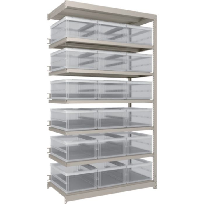 TRUSCO スチールラック M1.5型軽中量棚 オリコン保管タイプ H2100XW1160XD595 TSK-О30B透明X18個付 連結(Tcode:2603372)