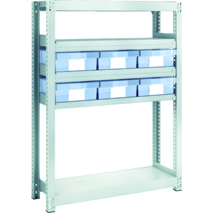 TRUSCO スチール製軽中量ボルトレス棚 M2型 樹脂透明引出付 W860×D300×H1200 大×6(Tcode:8563225)