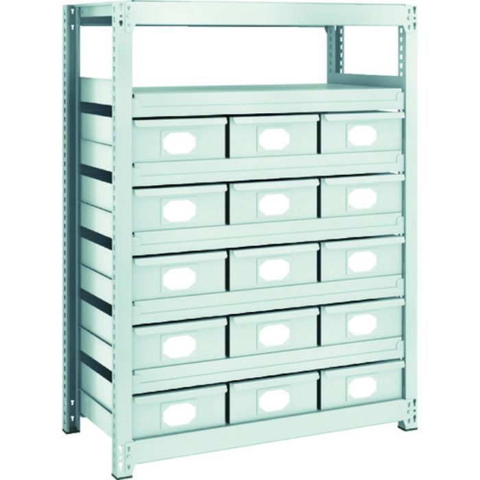 TRUSCO スチール製軽中量ボルトレス棚 M2型 スチール引出付 W860×D300×H1200 大×15(Tcode:8563258)