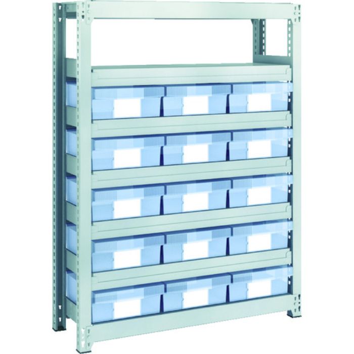 TRUSCO スチール製軽中量ボルトレス棚 M2型 樹脂透明引出付 W860×D300×H1200 大×15(Tcode:8596095)