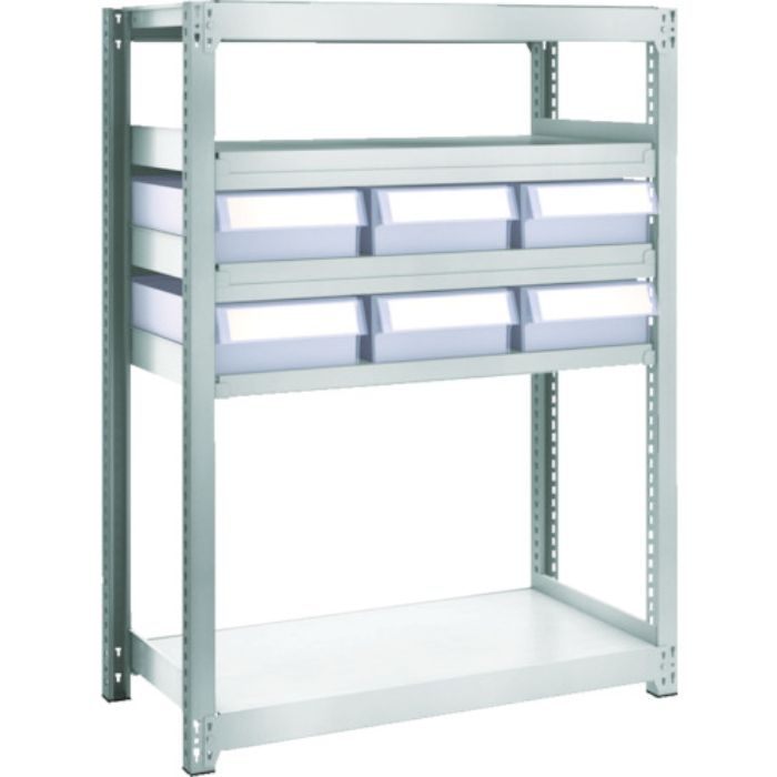 TRUSCO スチール製軽中量ボルトレス棚 M2型 樹脂透明引出付 W860×D450×H1200 大×6(Tcode:8563233)