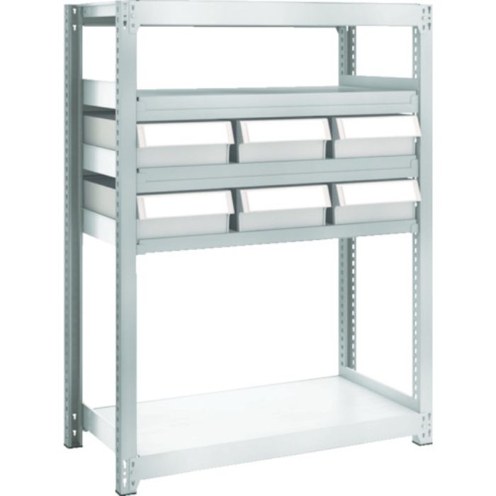 TRUSCO スチール製軽中量ボルトレス棚 M2型 樹脂ネオグレー引出付 W860×D450×H1200 大×6(Tcode:8563249)