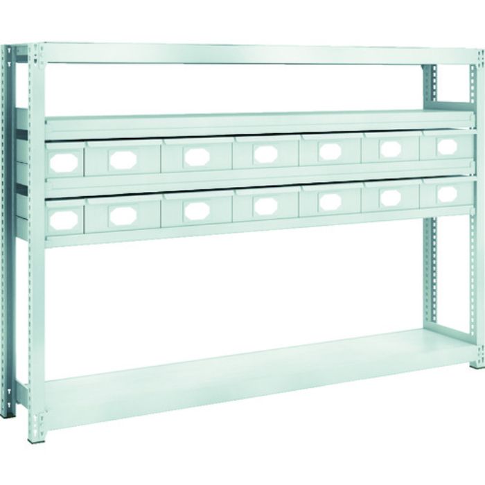 TRUSCO スチール製軽中量ボルトレス棚 M2型 スチール引出付 W1760×D300×H1200 小×2・大×12(Tcode:8563259)